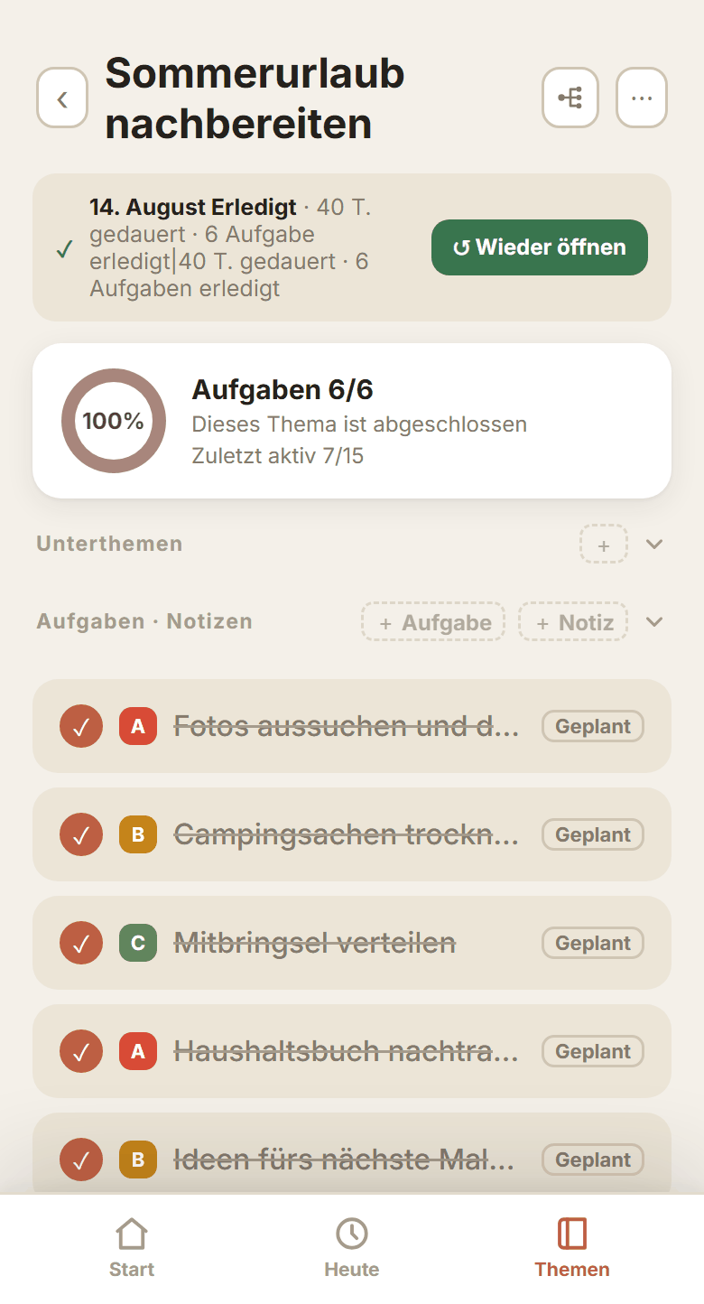 Abgeschlossene Themen