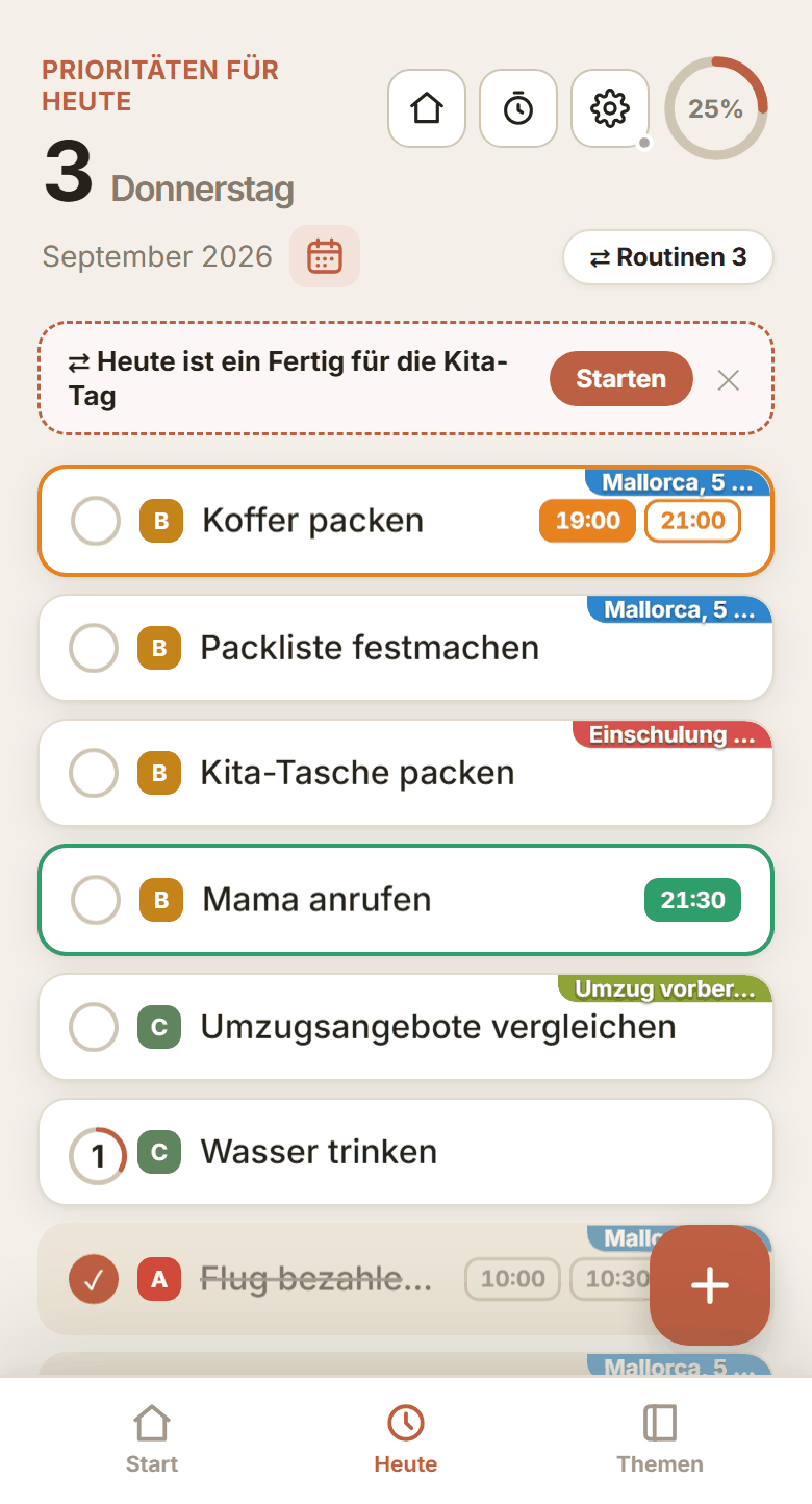 Aufgaben für heute