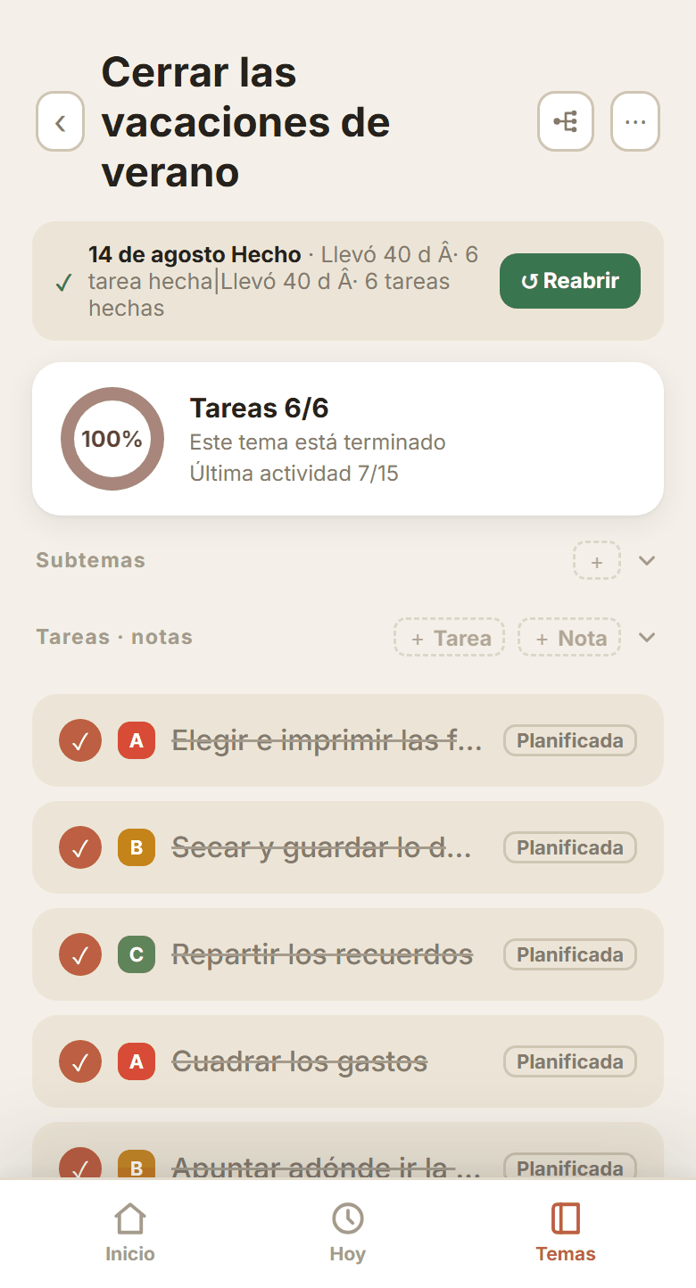 Temas terminados