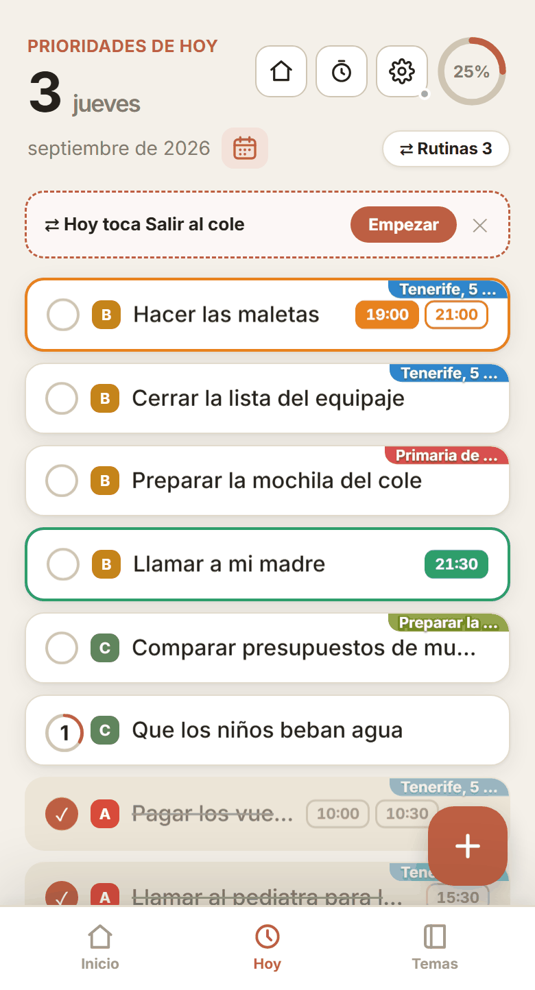 Tareas de hoy