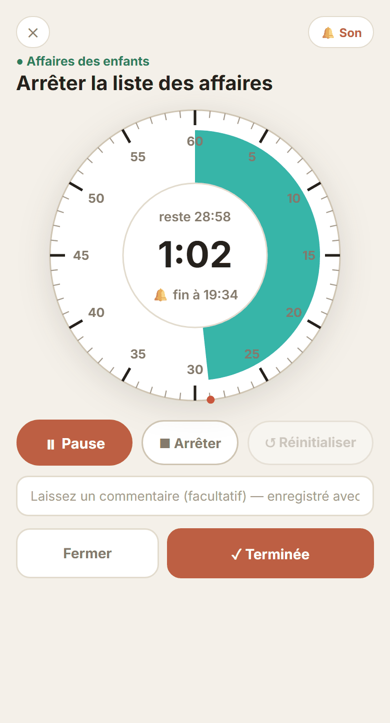 Minuteur de focus