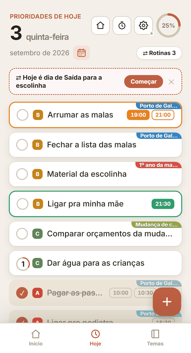 Tarefas de hoje